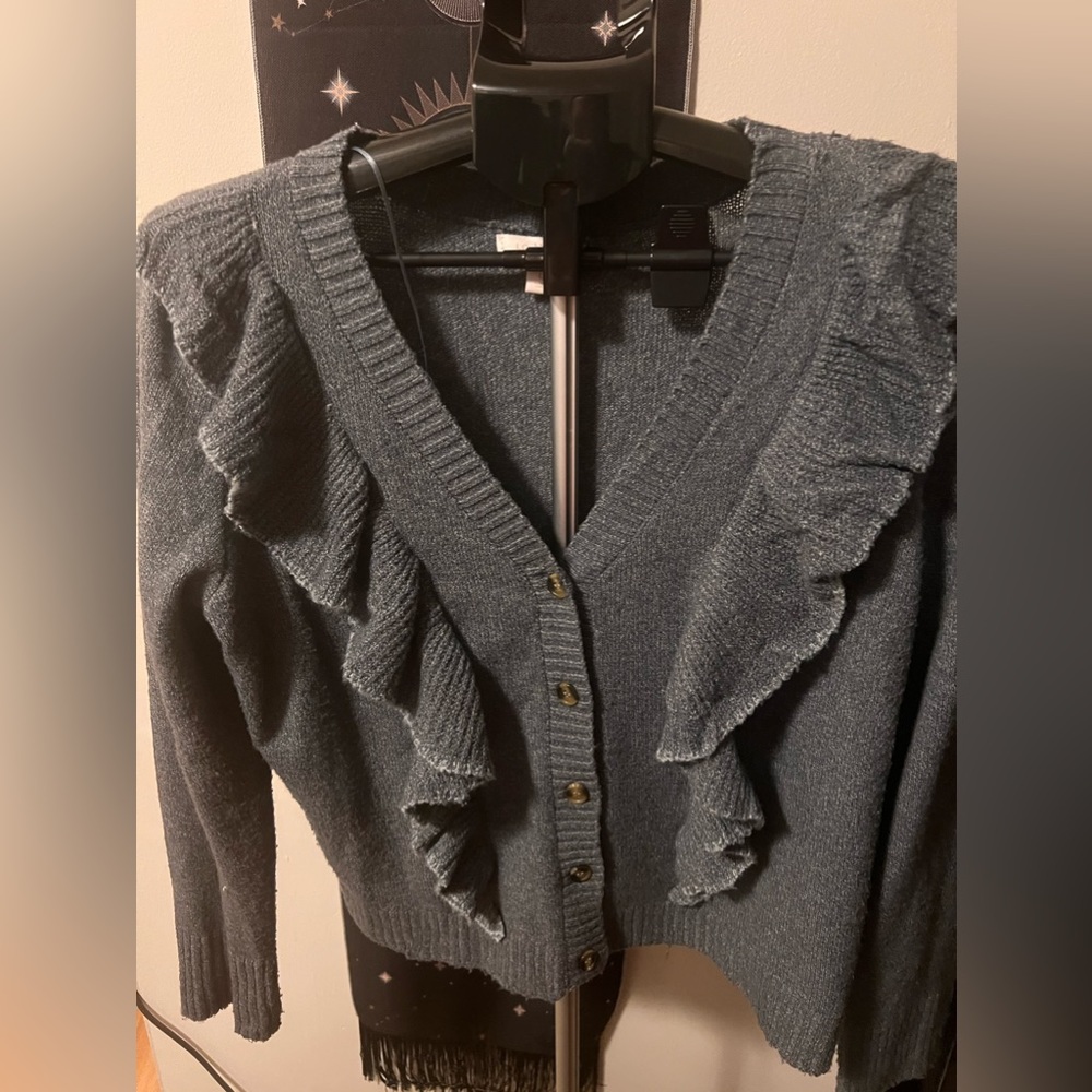 Soft Lauren Conrad ruffle cardigan sz lg
